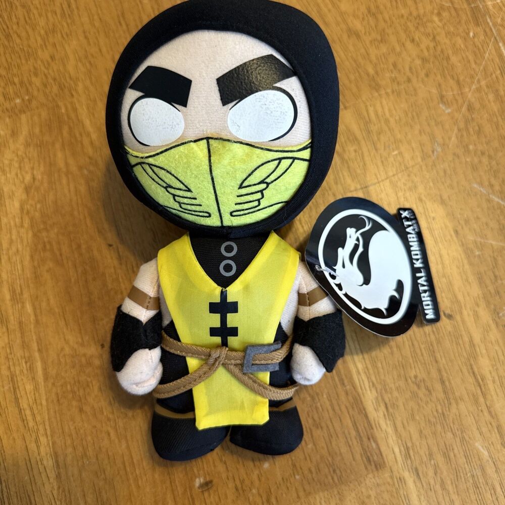 2015 Mezco Toyz Mortal Kombat X SCORPION 8" Plush Stuffed Toy w/Tag